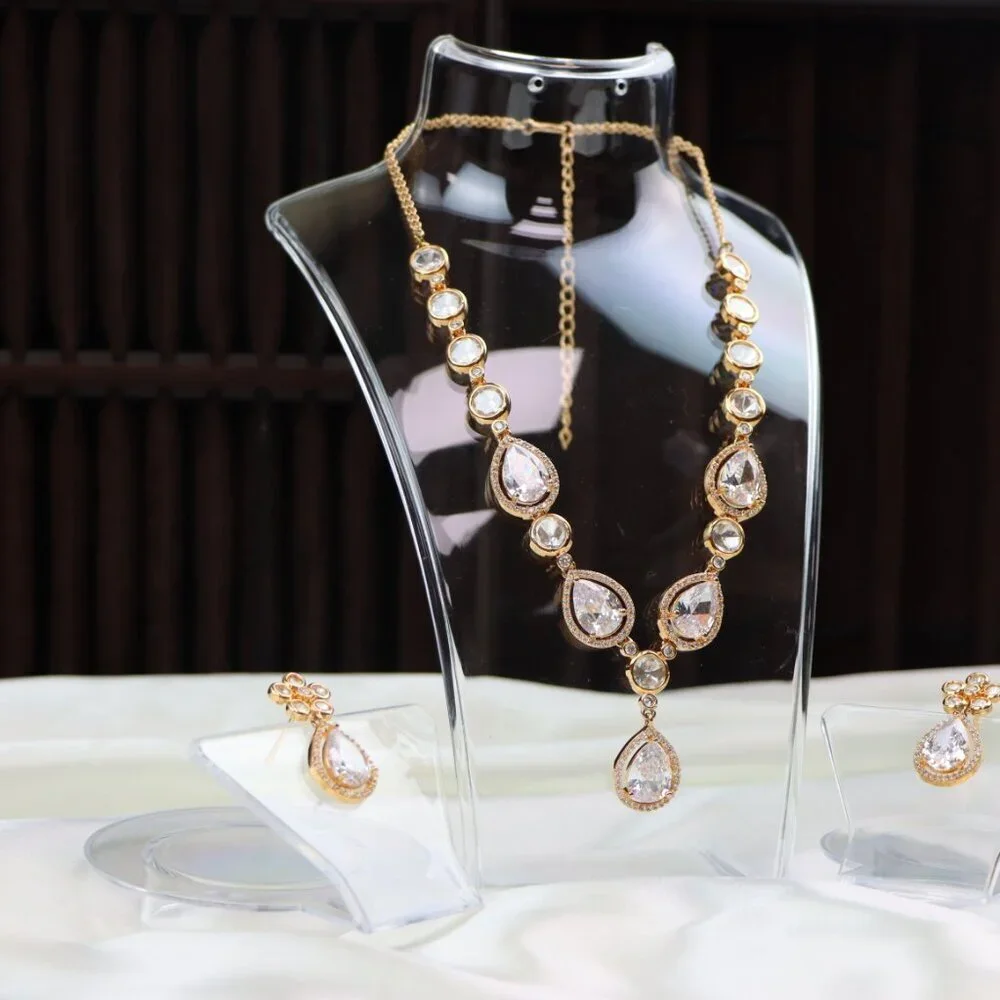 Elegant Teardrop Necklace & Earrings Set , JP29